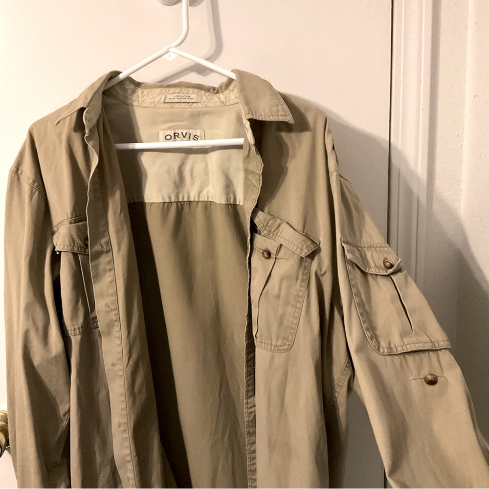 Mens Button Up Shirt Orvis Size L